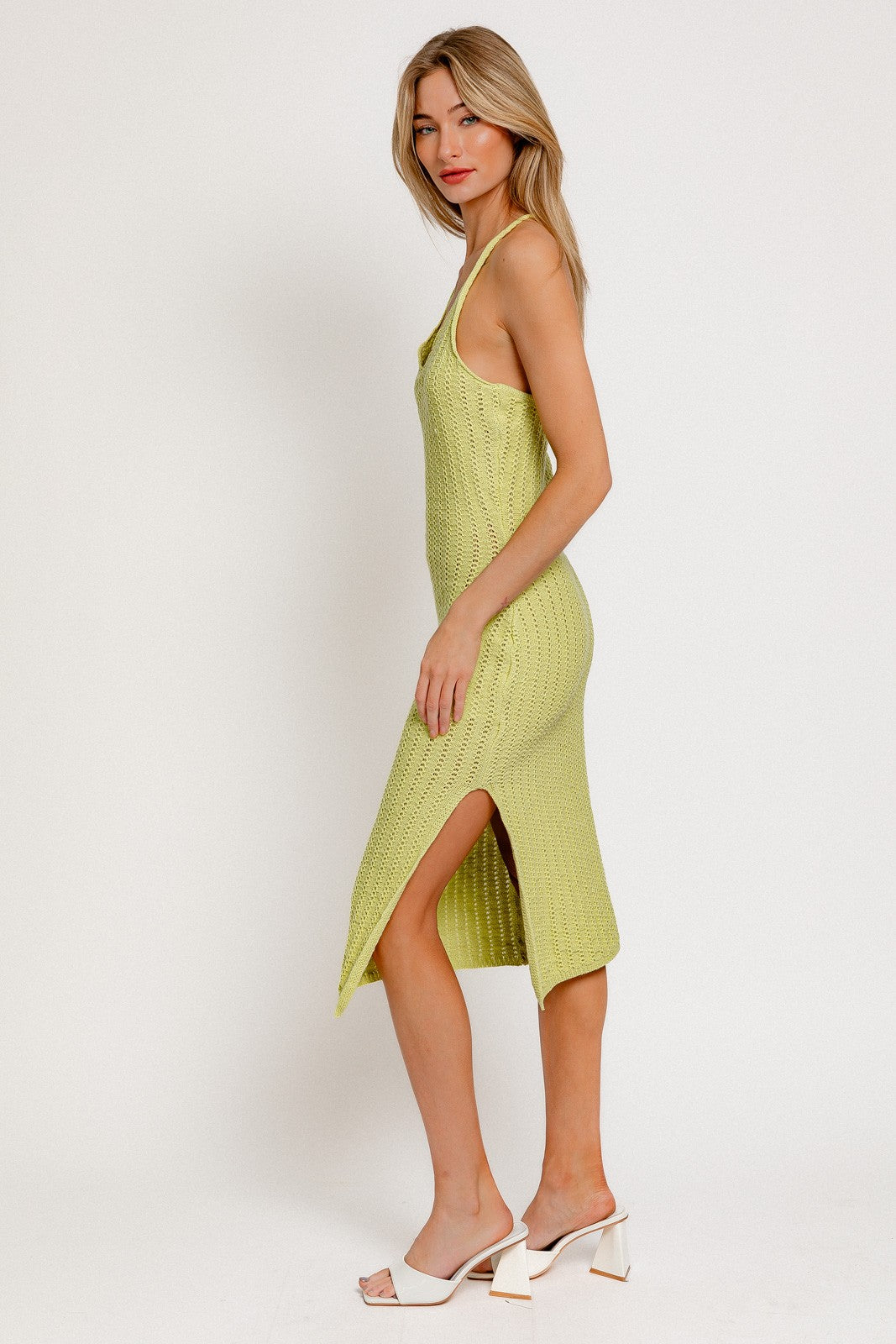 Light Green Halter Neck Sweater Midi Dress Light Green Halter Neck Sweater Midi Dress