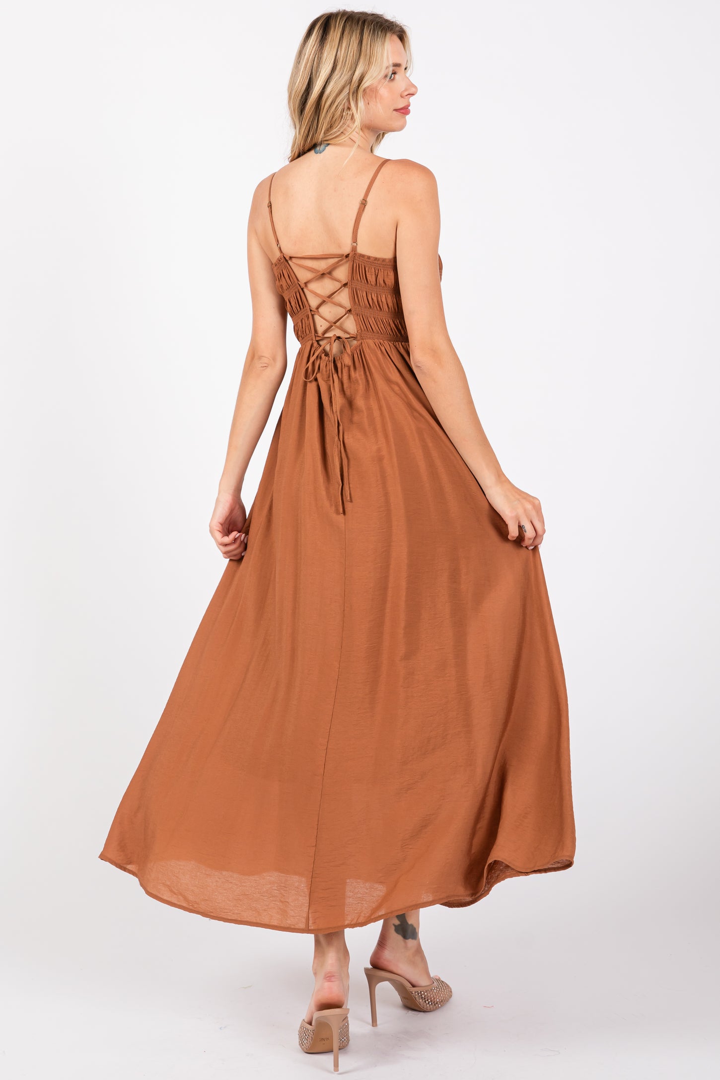 rust colored lace dress Ilaria Floral Jacquard Midi Dress