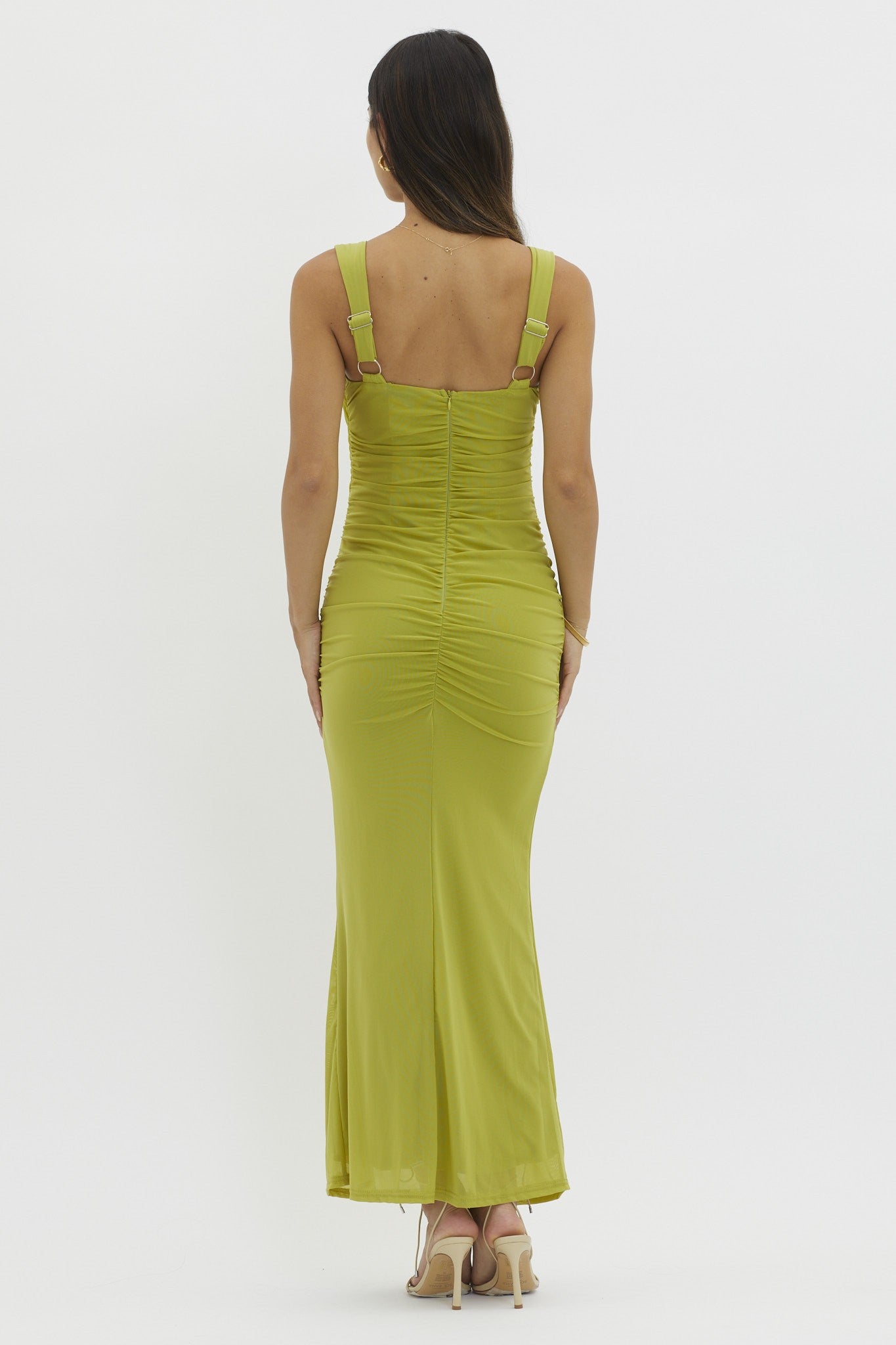 Light Olive Ruched Maxi Dress PinkBlush Light Olive Ruched Maxi Dress PinkBlush