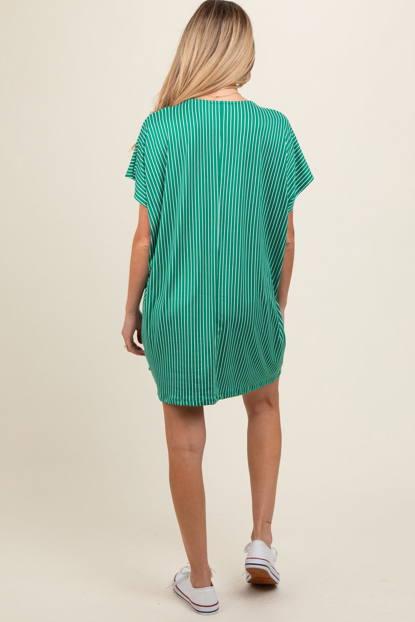 Green Striped Soft Knit Maternity Dress