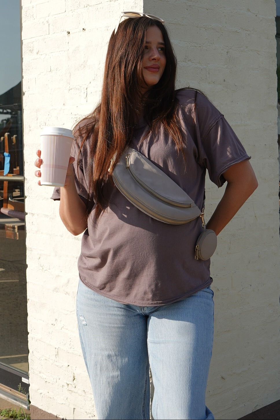 Light Blue Cuffed Baggy Wide Leg Maternity Jeans