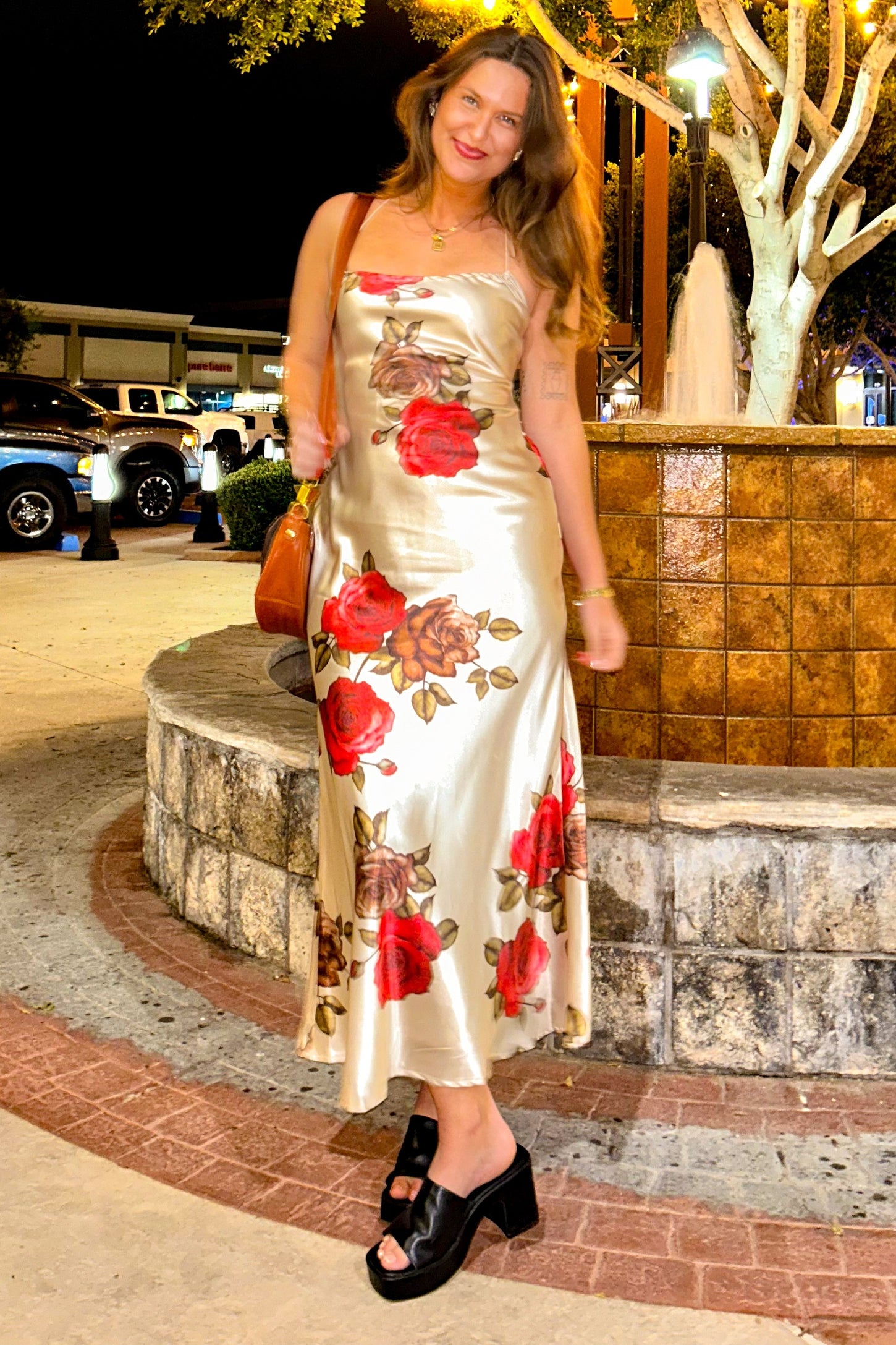 Beige Halterneck Floral Print Ruched Front Maxi Dress