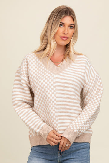 Mocha Mixed Pattern Sweater