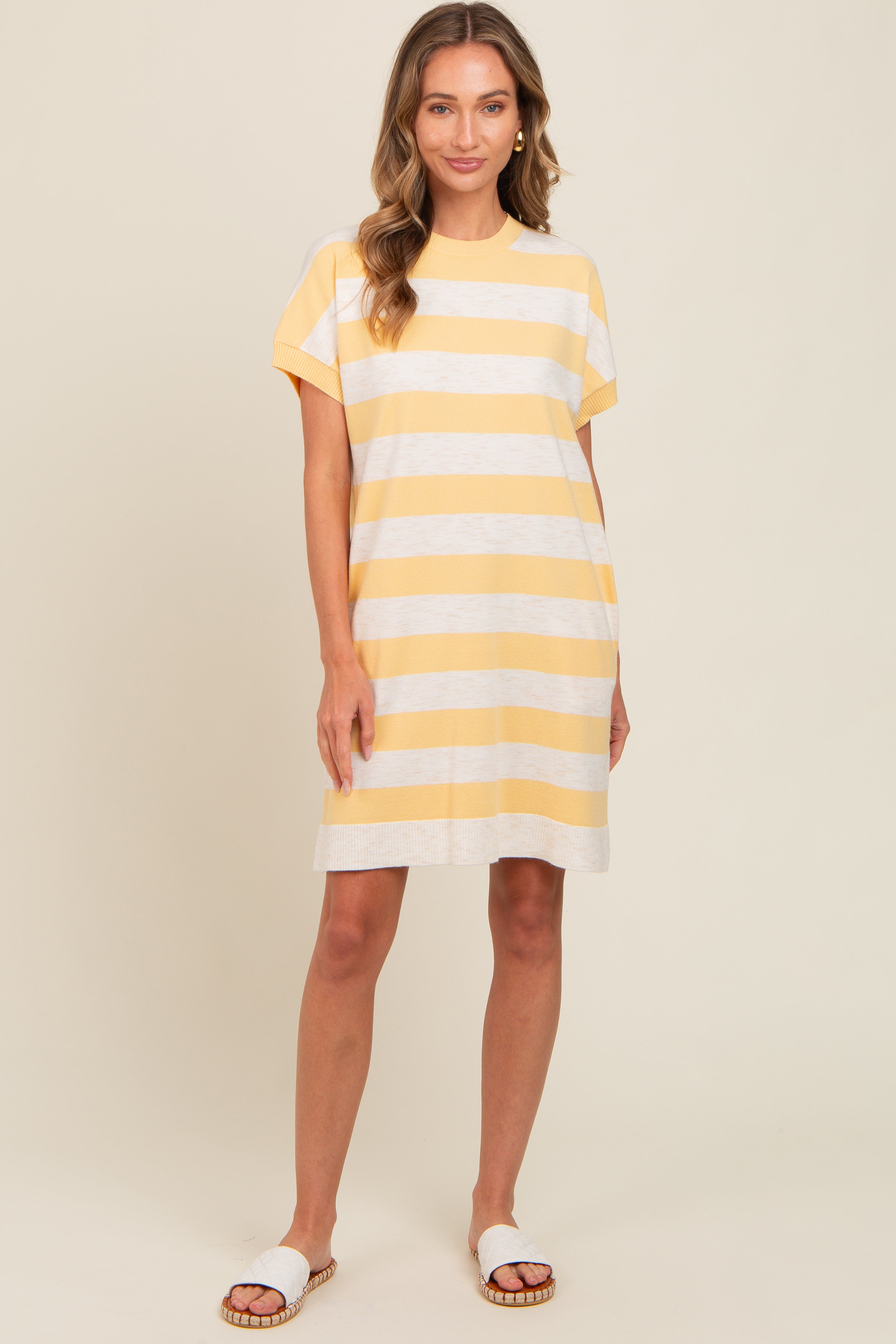 yellow striped dress Yellow Wide Stripe Knit Dress – PinkBlush