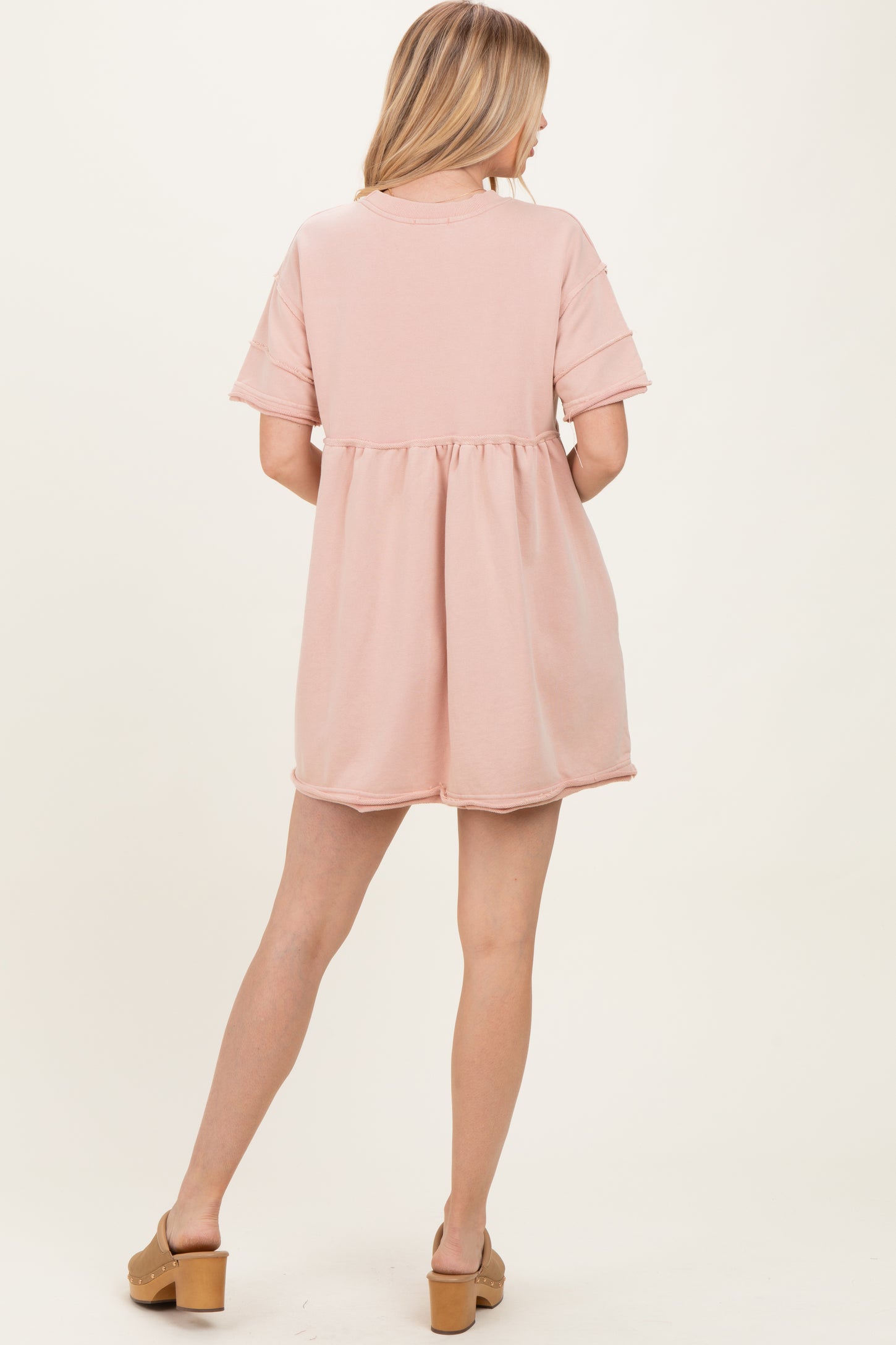 mauve pink dress short Women's Bohemian Mauve Pink Dot Print Mini Dress