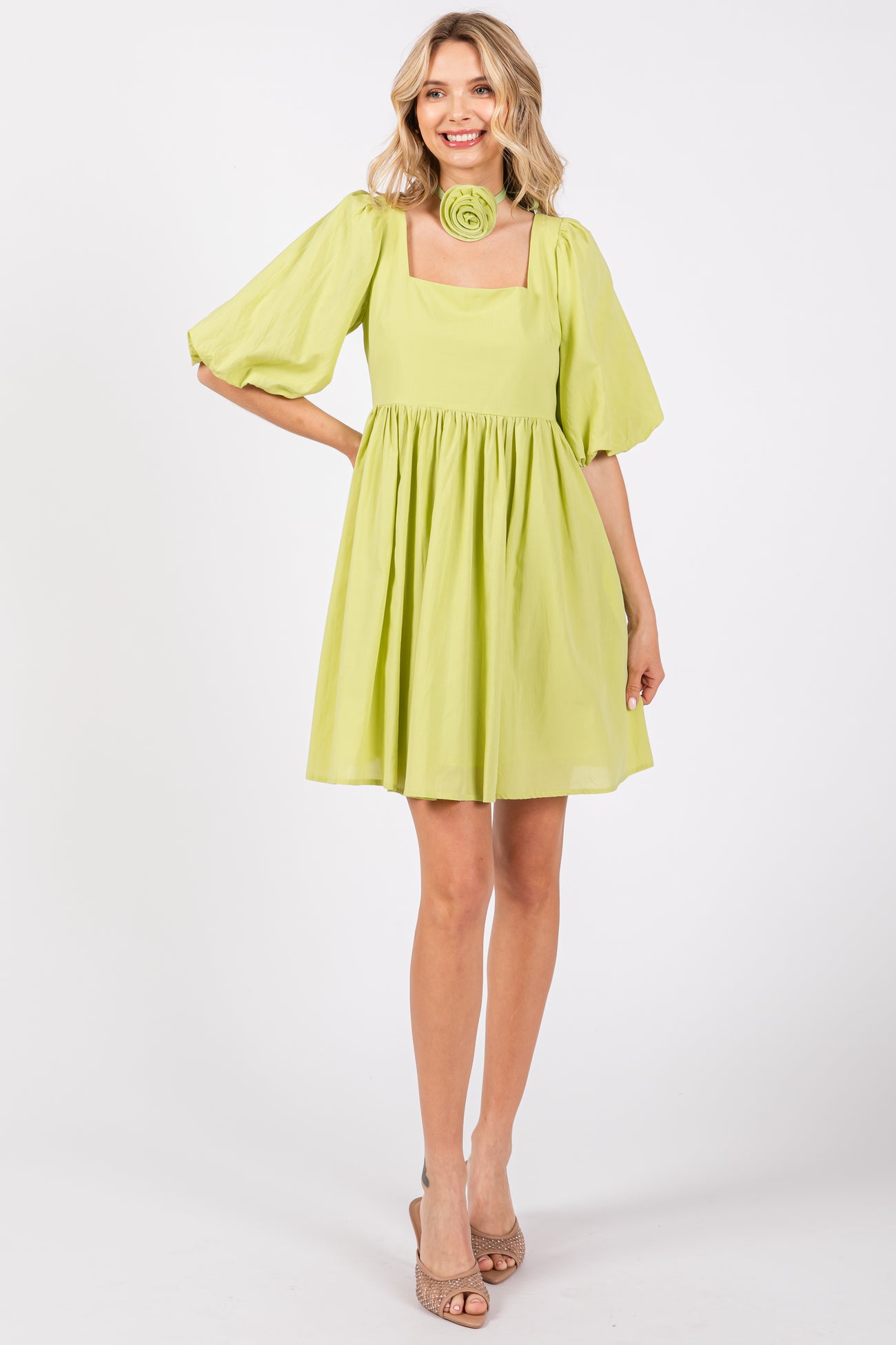 Lime Babydoll Mini Dress PinkBlush Lime Babydoll Mini Dress PinkBlush