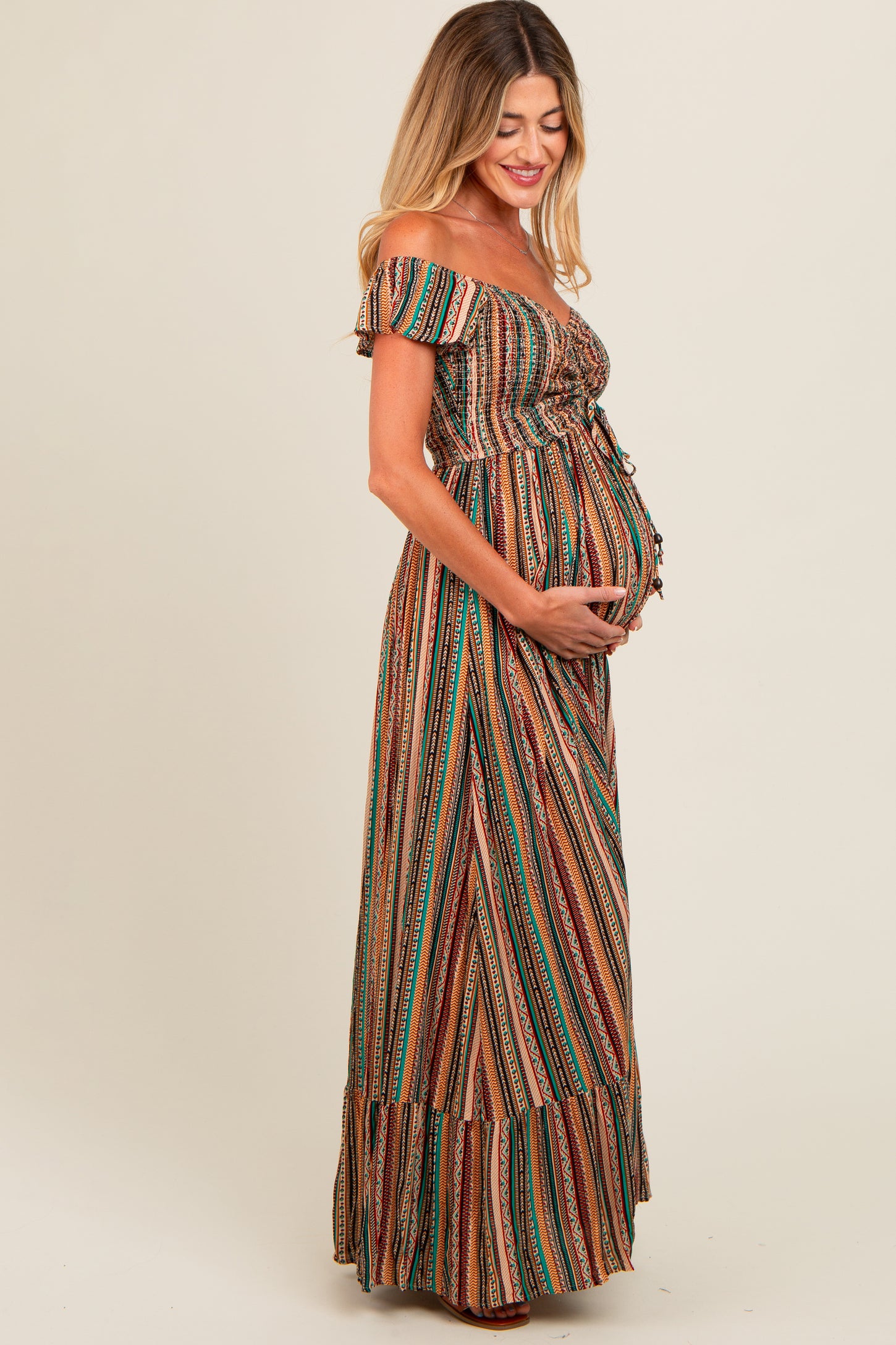 maternity christmas dresses Plaid 3/4 Sleeve Round Neck Ruched Maternity Dress RED/BLACK / SMALL
