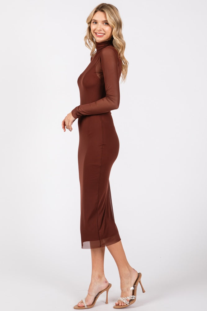 brown mesh overlay dress Fitted Midi RENTAL DURATION:4 DAYS Off the Shoulder Aqua Casual dresses 90% Polyester yellow dress for spring wedding
