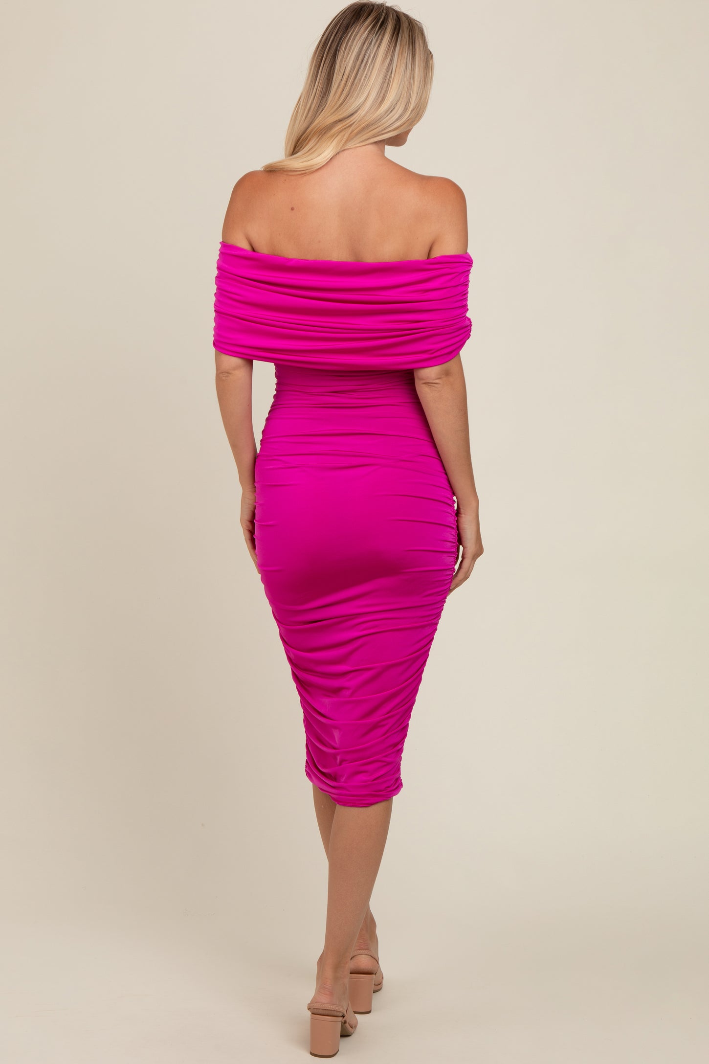 magenta off shoulder dress Off Shoulder Magenta Floral Long Prom Dresses With 3D Flowers TP1298 US8 / Custom Color