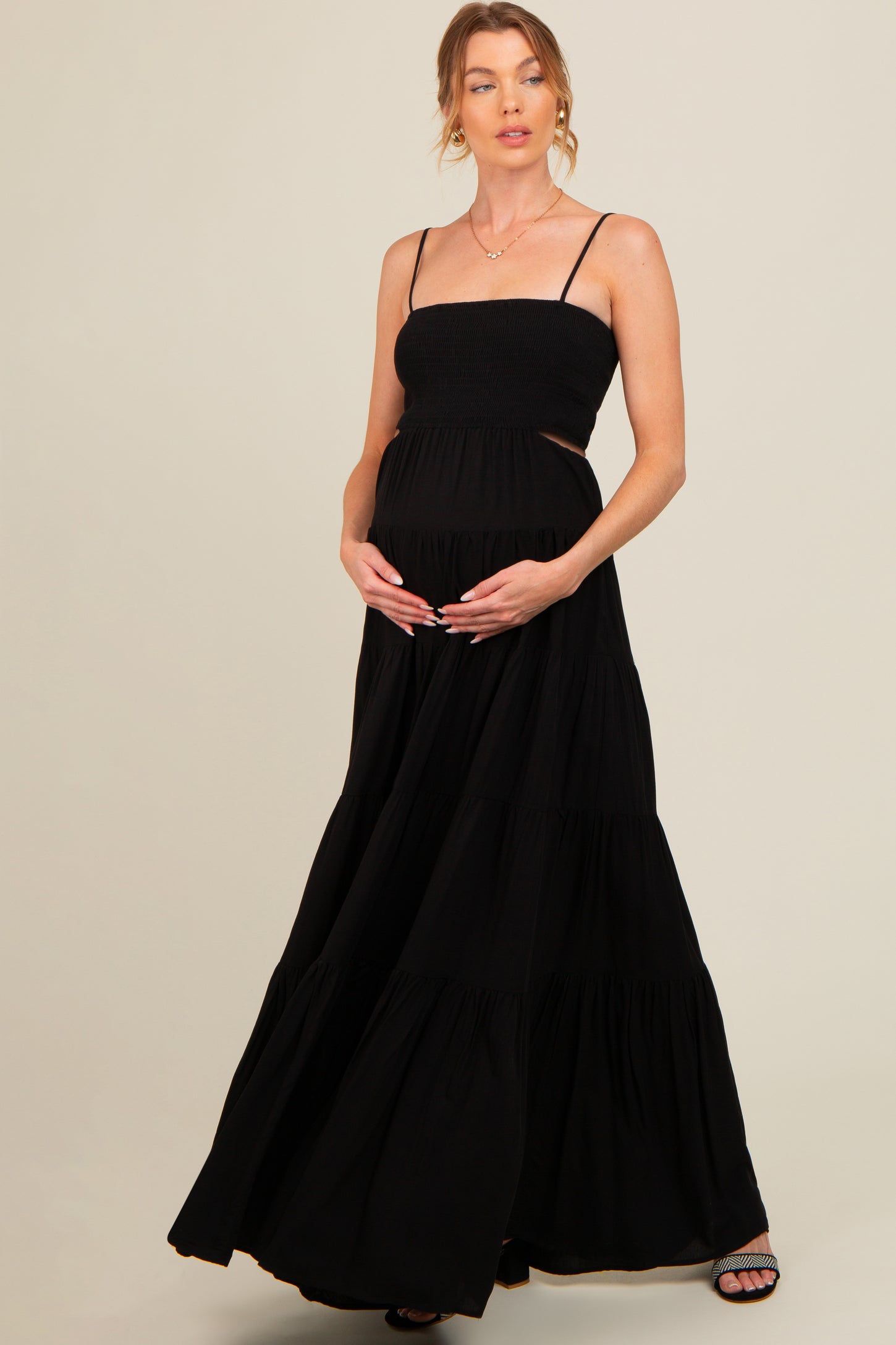 black cut out maternity dress QIAIYALA Maternity Dress for Photoshoot Black Long Sleeve Gown Open Belly Backless Bodycon Pregnancy Dresses for Women S at Amazon Women's Clothing store