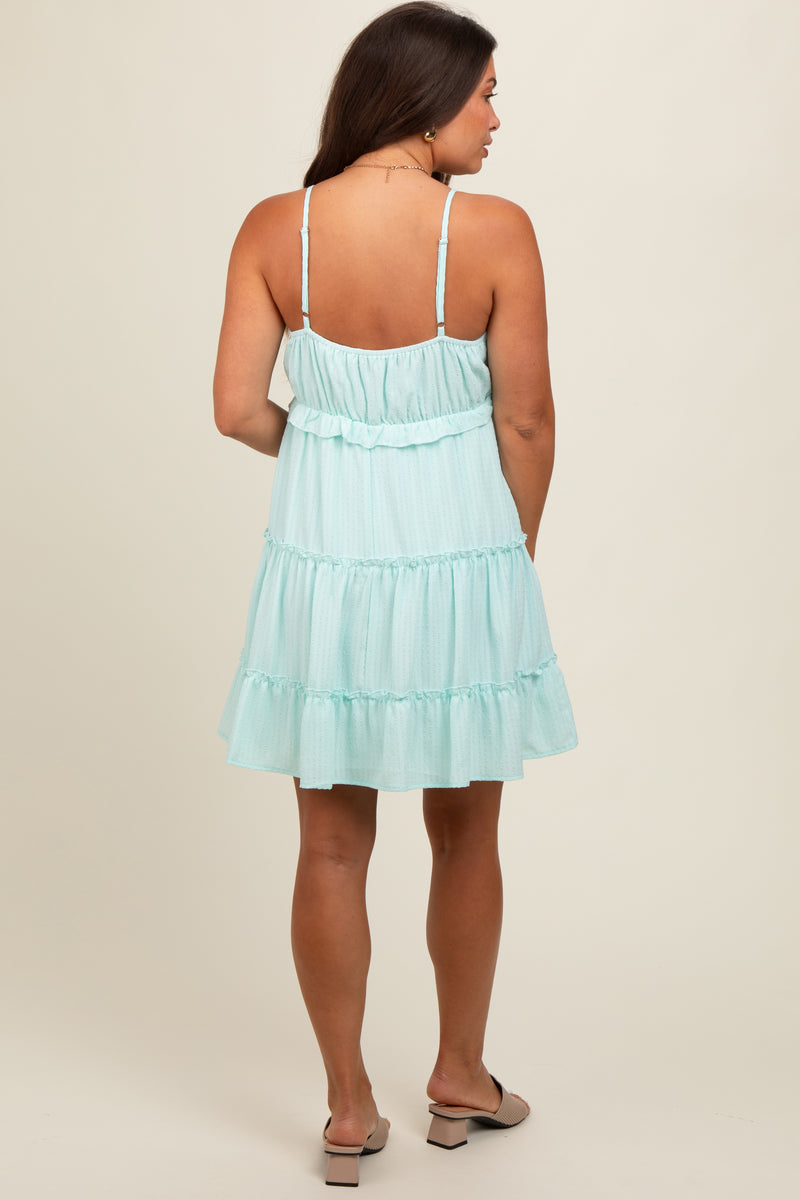 Mint Tiered Maternity Mini Dress – PinkBlush