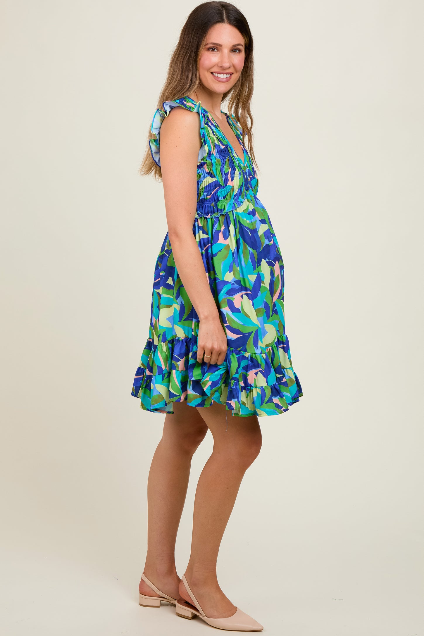Blue Abstract Print Maternity Mini Dress Blue Abstract Print Maternity Mini Dress