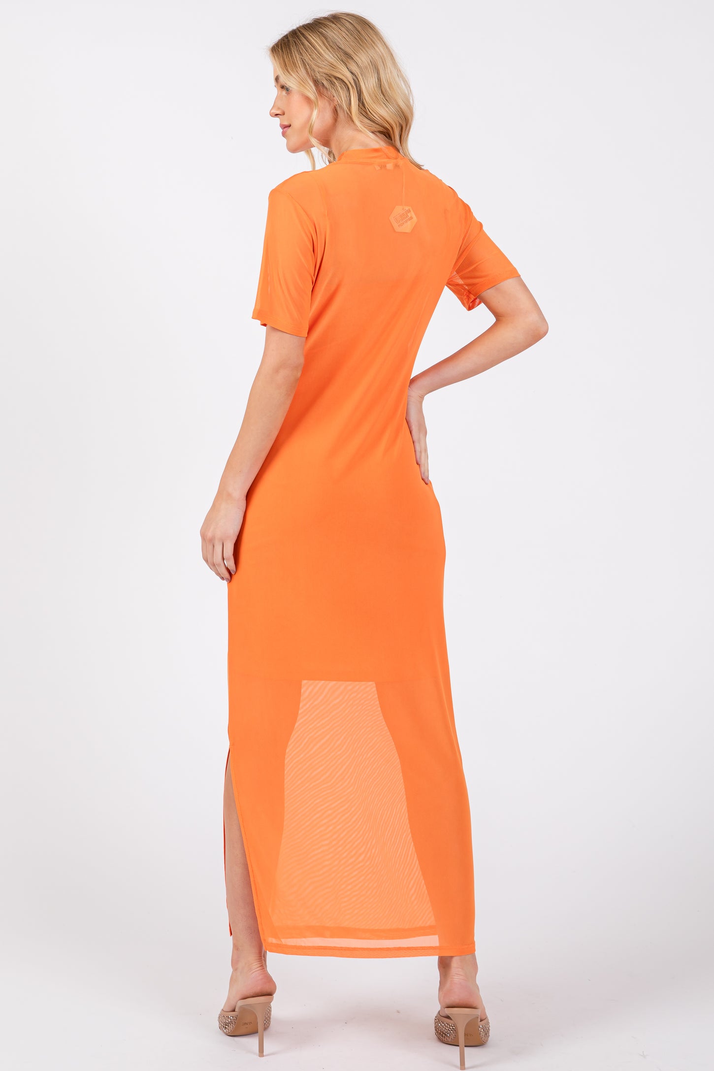 Orange Layered Mesh Maxi Dress Orange Layered Mesh Maxi Dress