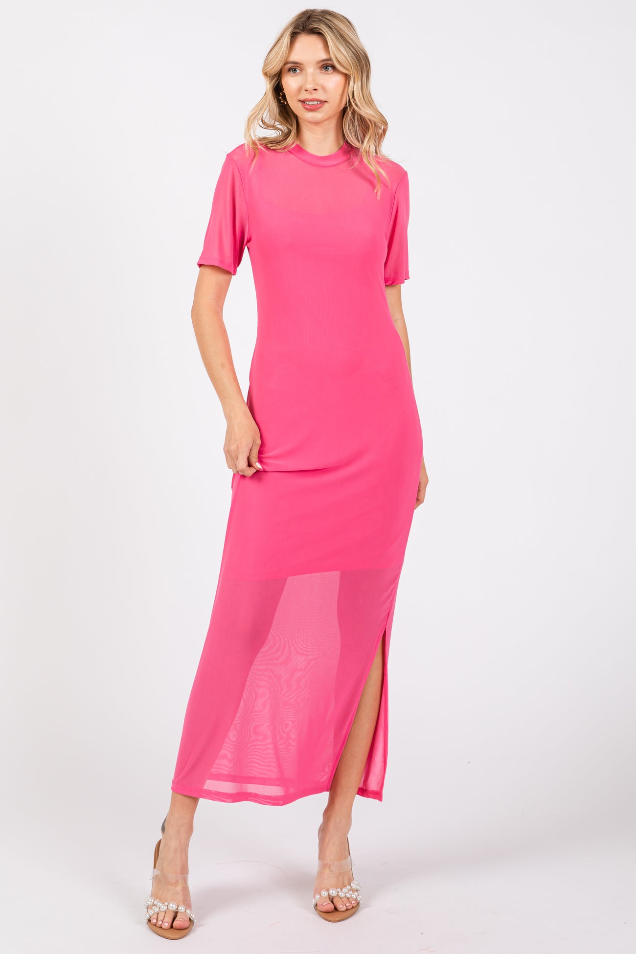 pink layered mesh dress Hot Pink Layered Mesh Strapless Mini Party Prom Dress