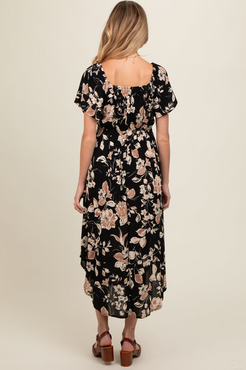 Black Floral Maternity Midi Dress – PinkBlush