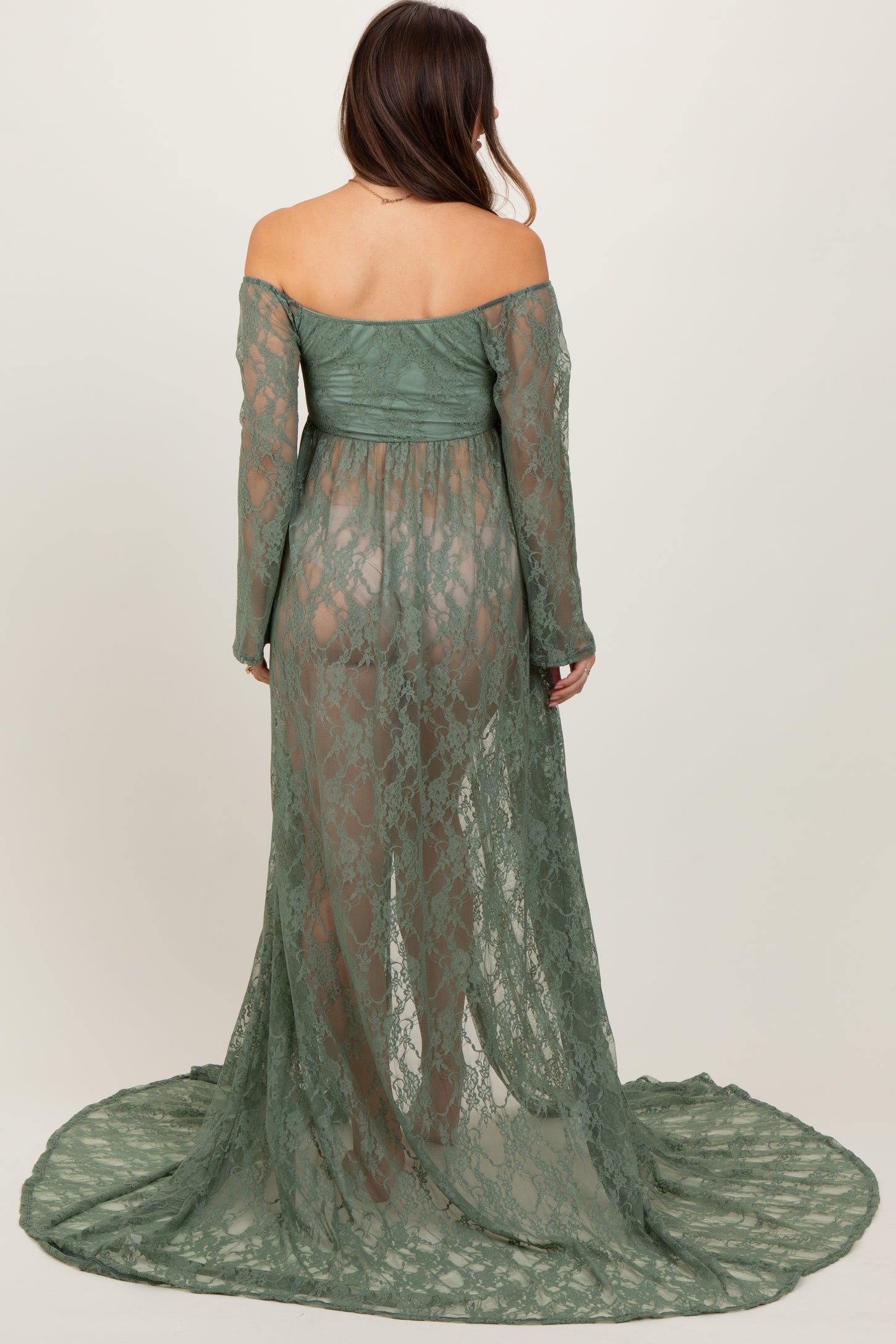 Light Olive Lace Off Shoulder Maternity Photoshoot Gown/Dress PinkBlush Light Olive Lace Off Shoulder Maternity Photoshoot Gown/Dress PinkBlush