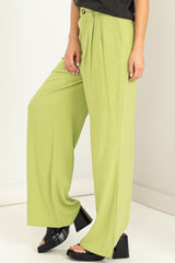 Pale Olive Relax Fit High Waisted Trousers