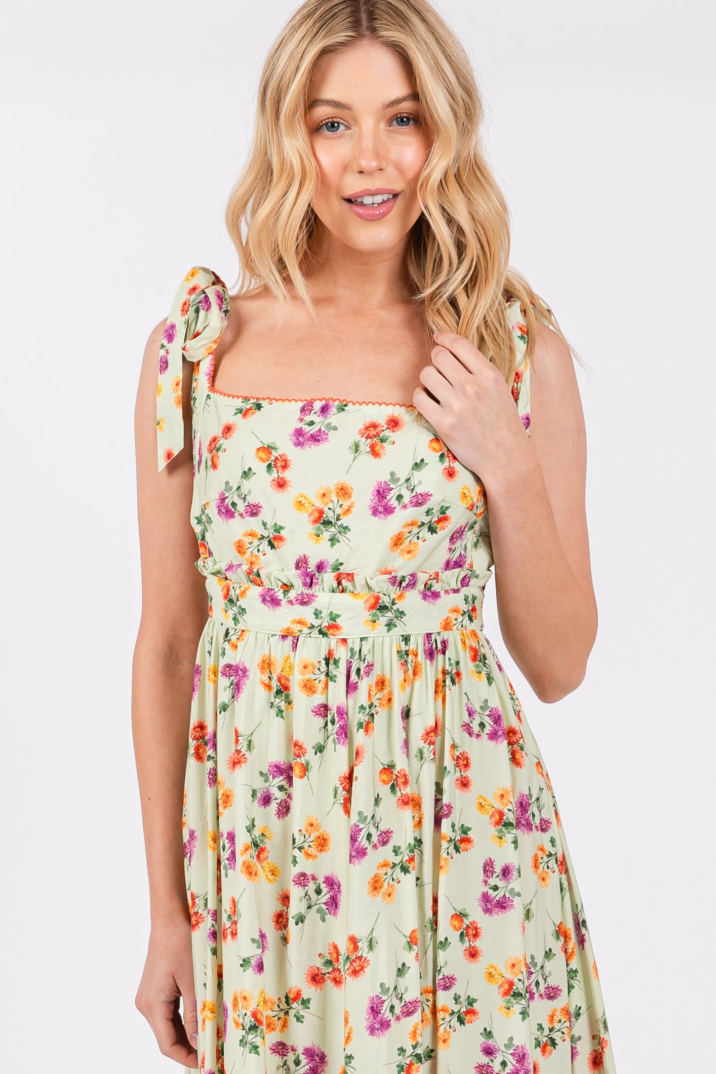 open back floral midi dress Azzurra Celestine open-back floral-print linen and cotton-blend midi dress - blue