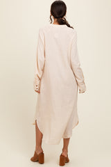 Beige Button Down Midi Dress