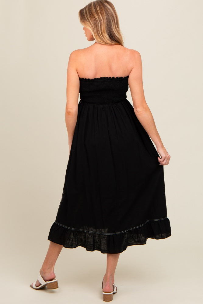 pink blush maternity black dress PinkBlush Maternity Black Ribbed Fitted Long Sleeve Midi Dress
