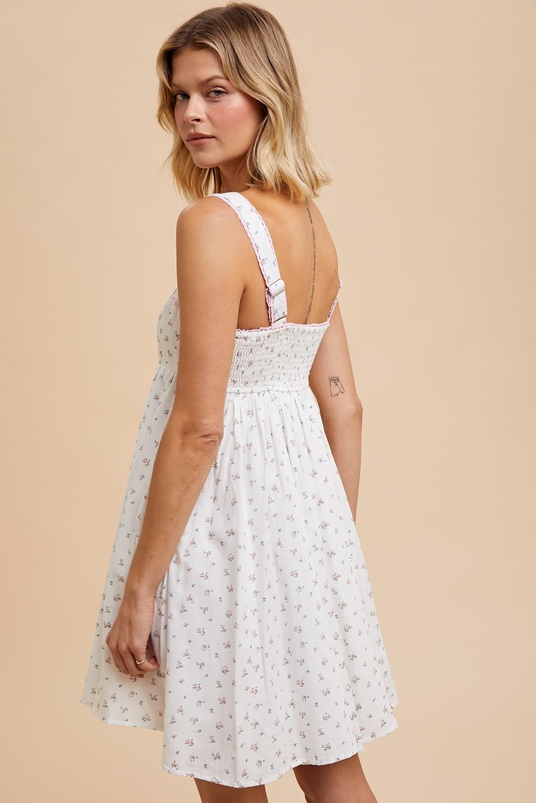 Light Pink Floral Bow Detail Mini Dress PinkBlush Light Pink Floral Bow Detail Mini Dress PinkBlush