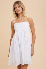 White Eyelet Lace Babydoll Mini Dress