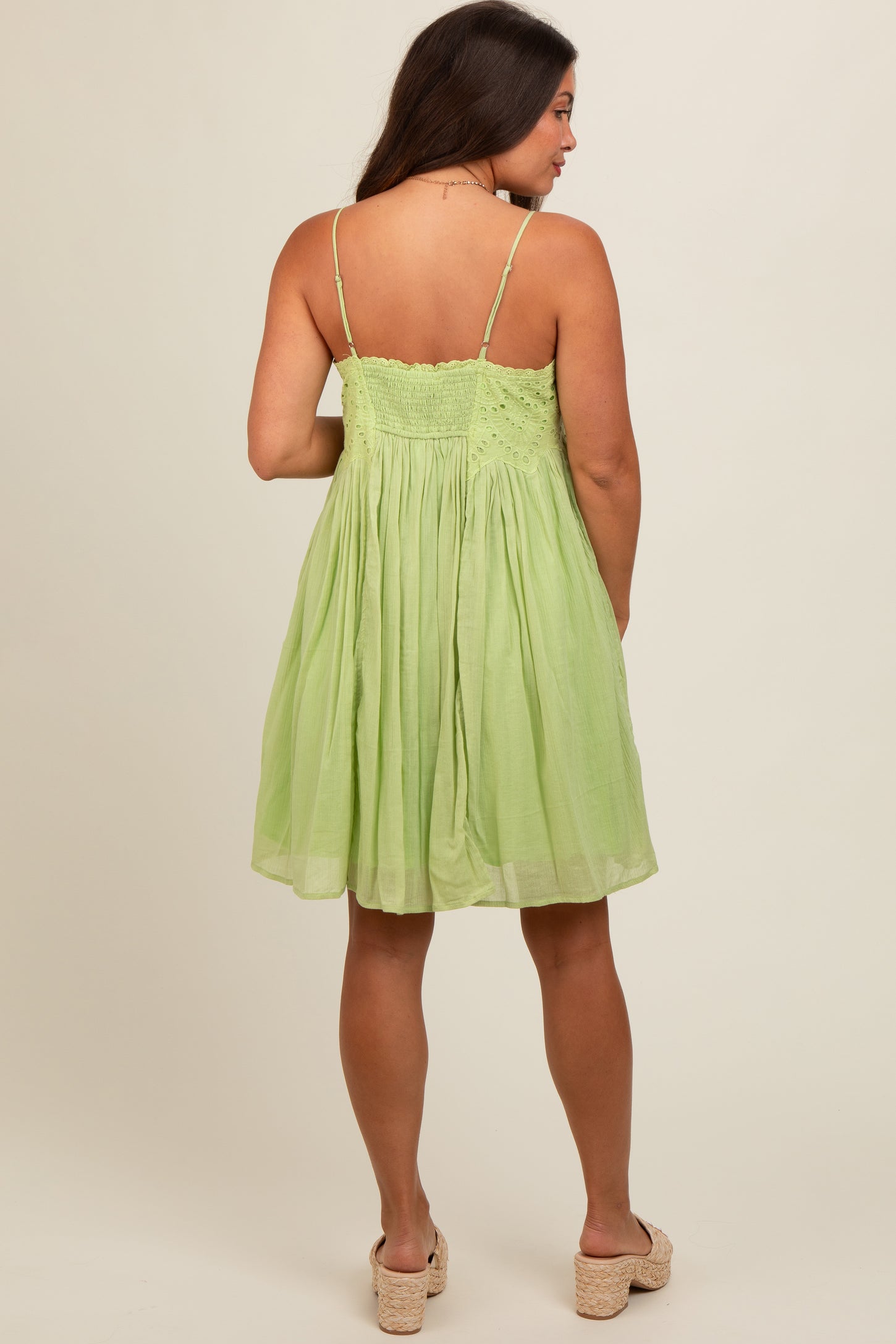 Lime Eyelet Lace Babydoll Maternity Mini Dress PinkBlush Lime Eyelet Lace Babydoll Maternity Mini Dress PinkBlush