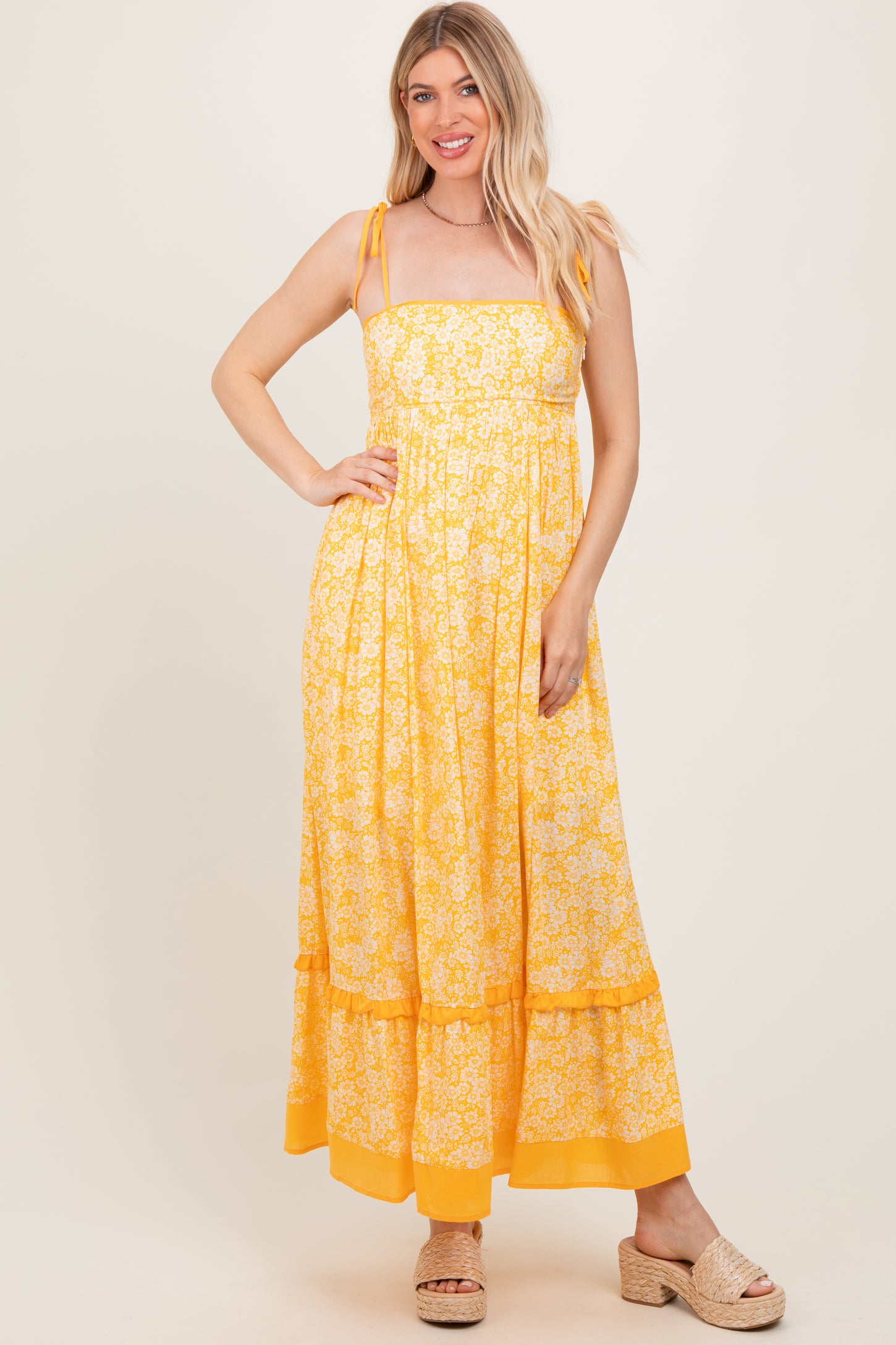 pink blush yellow dress PinkBlush Mustard Lace Mesh Overlay Maxi Dress