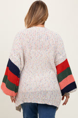 Ivory Colorblock Sleeve Chunky Maternity Plus Cardigan
