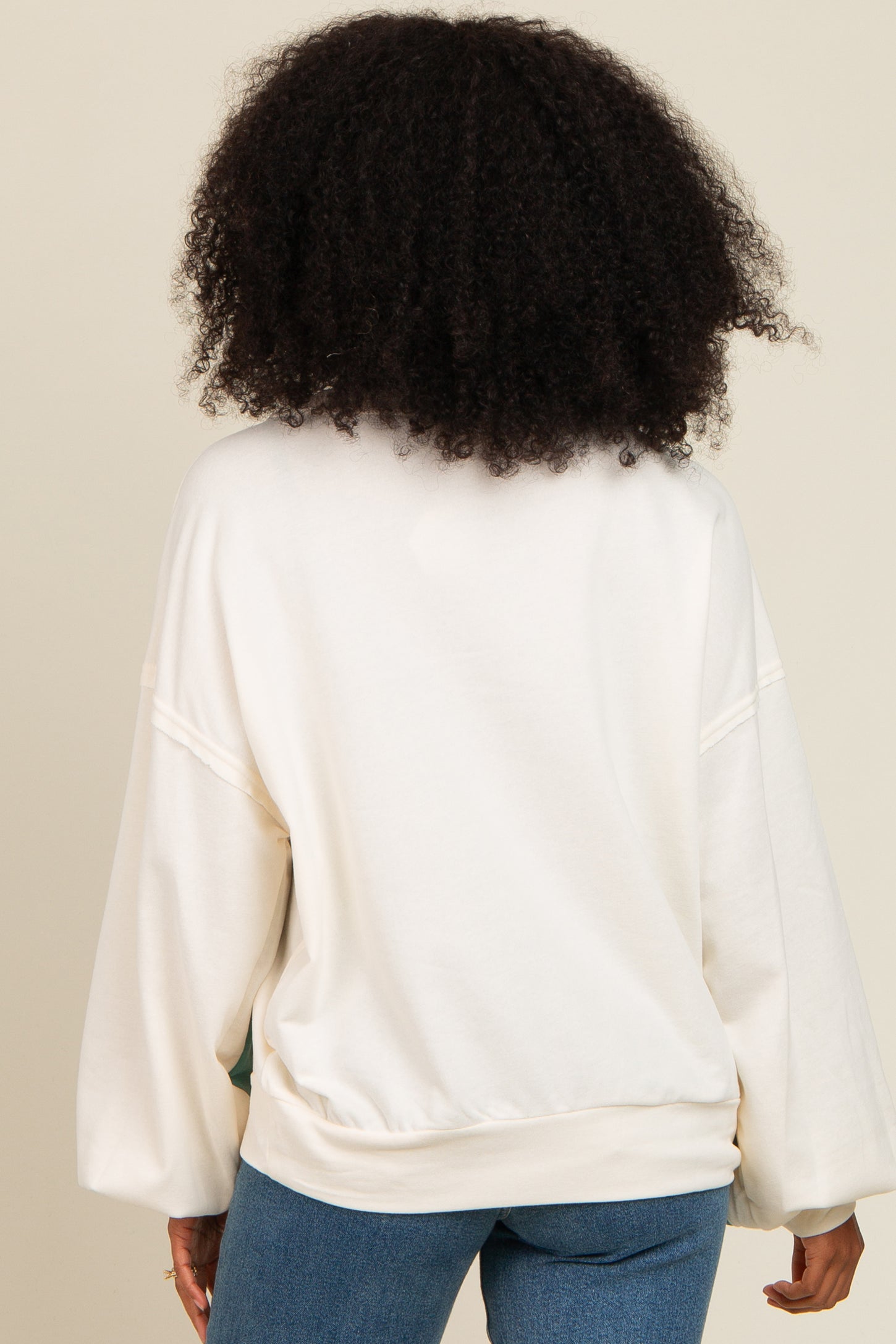 Cream Colorblock Pullover Top