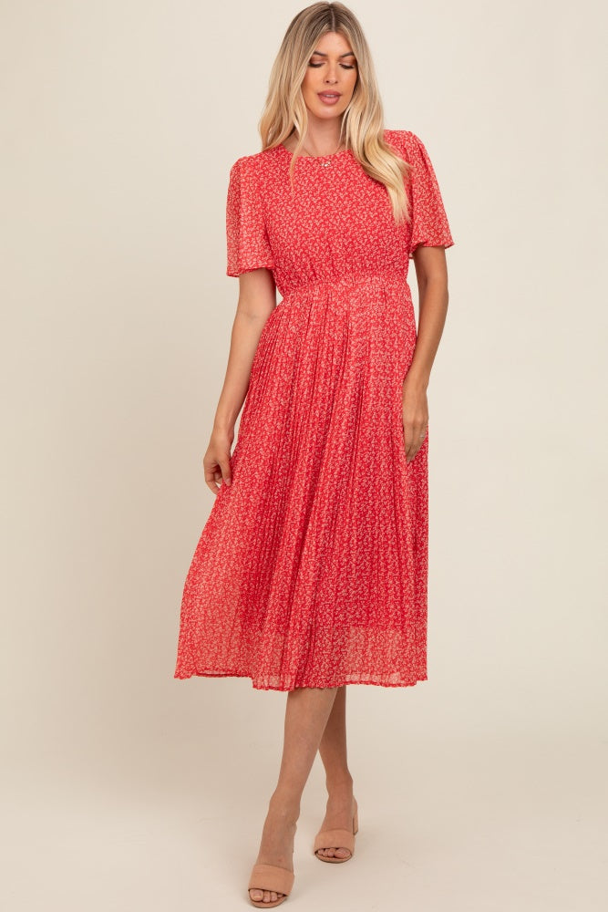 pleated midi dress red Spoken For Accordion Pleat Midi Dress Red
