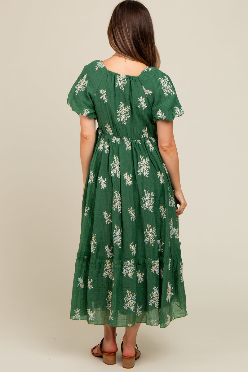 Green Floral Print Ruffle Hem Maternity Midi Dress – PinkBlush