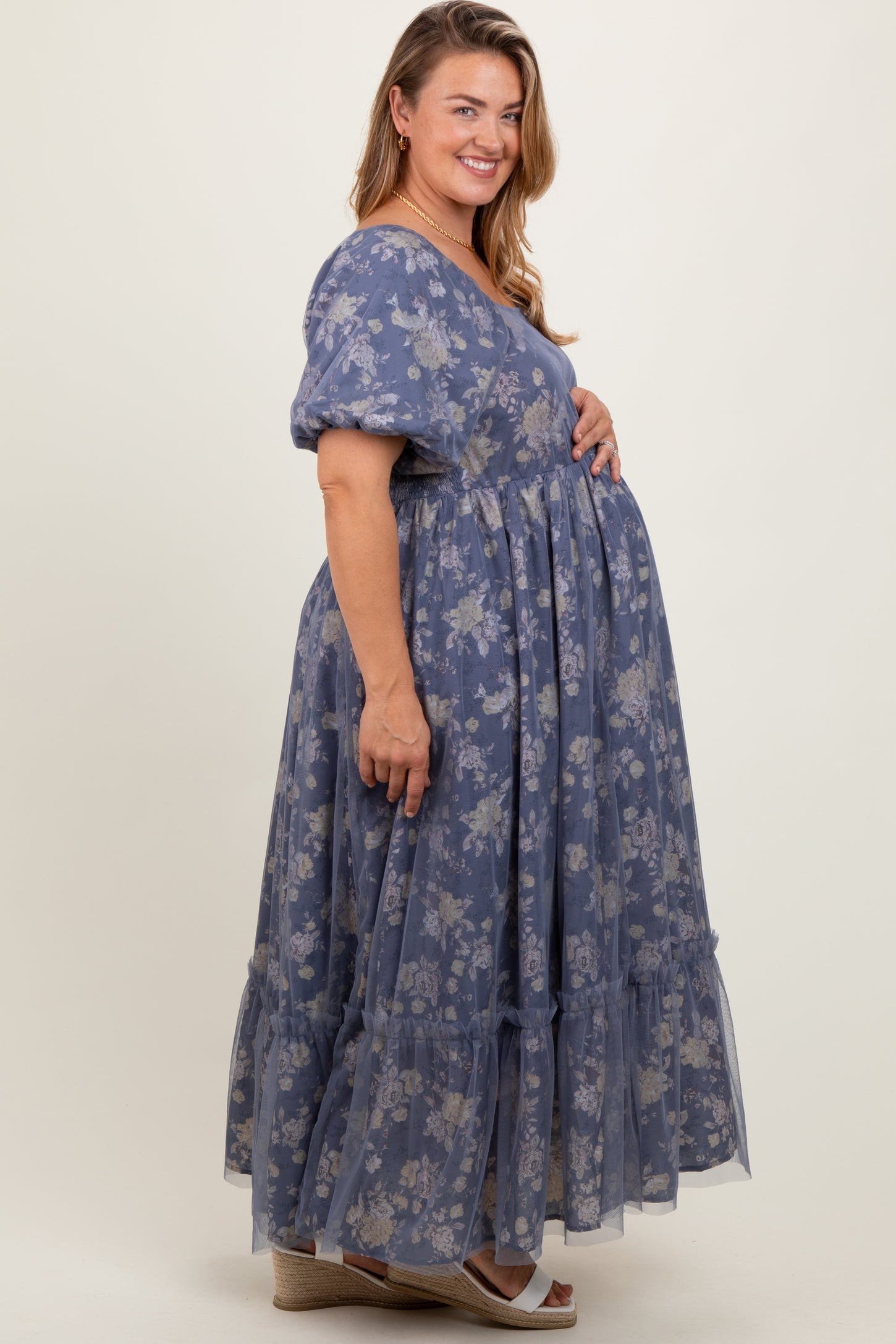 plus size floral mesh dress Sage Plus Floral Mesh Twist Maxi Dress