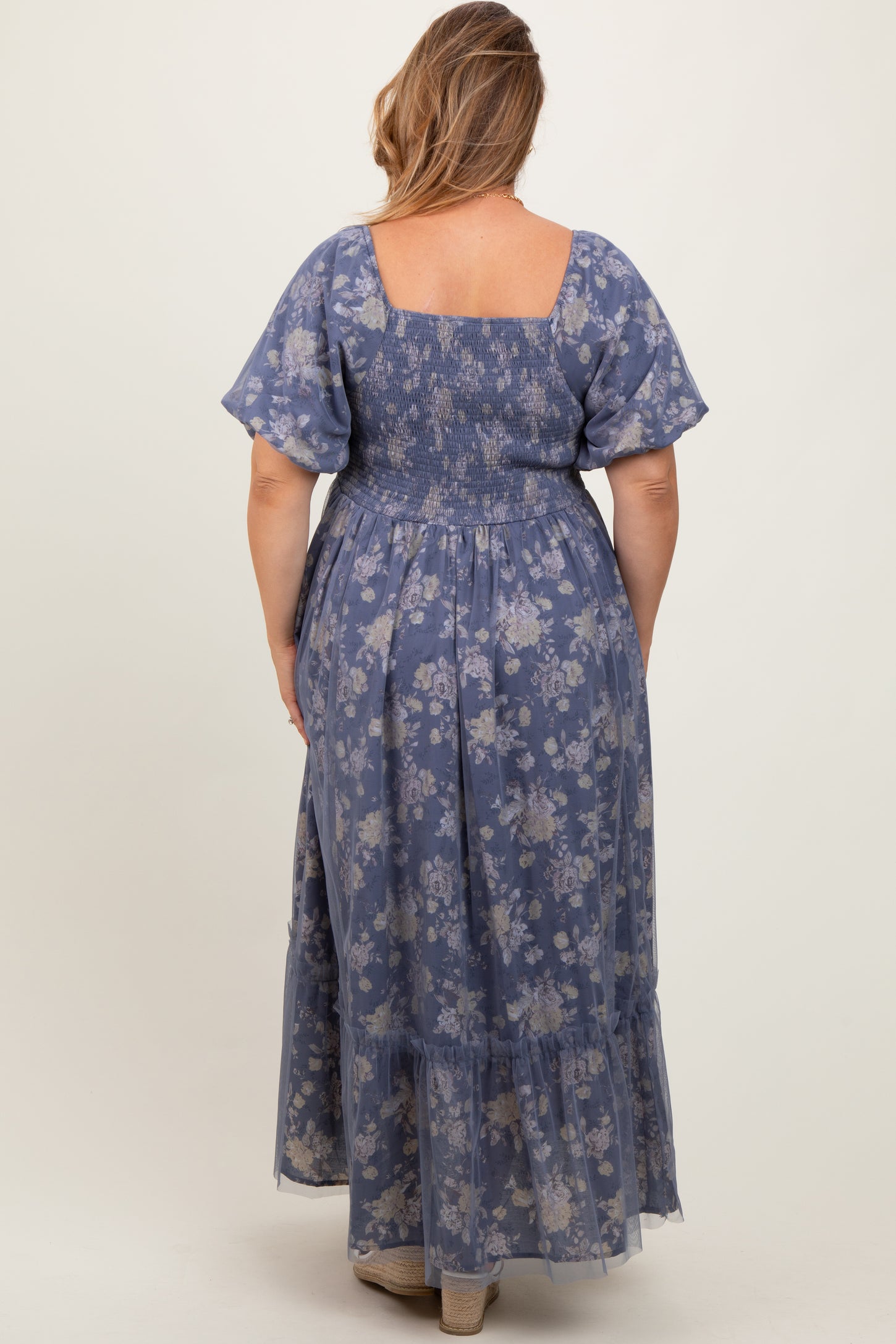 Navy Floral Mesh Square Neck Short Puff Sleeve Maternity Plus Midi Dre PinkBlush Navy Floral Mesh Square Neck Short Puff Sleeve Maternity Plus Midi Dre PinkBlush