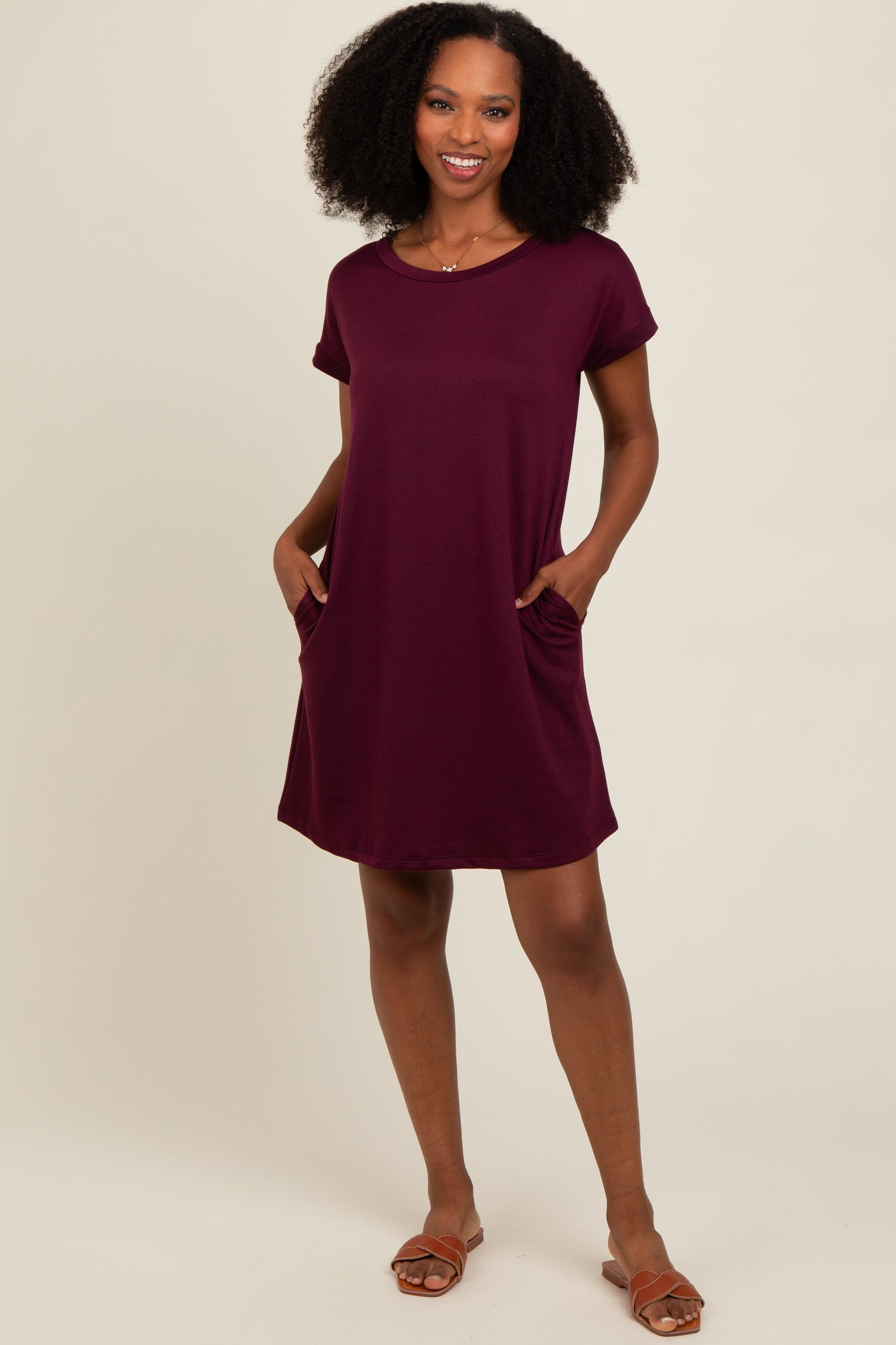 Burgundy Short Sleeve T-Shirt Dress PinkBlush Burgundy Short Sleeve T-Shirt Dress PinkBlush