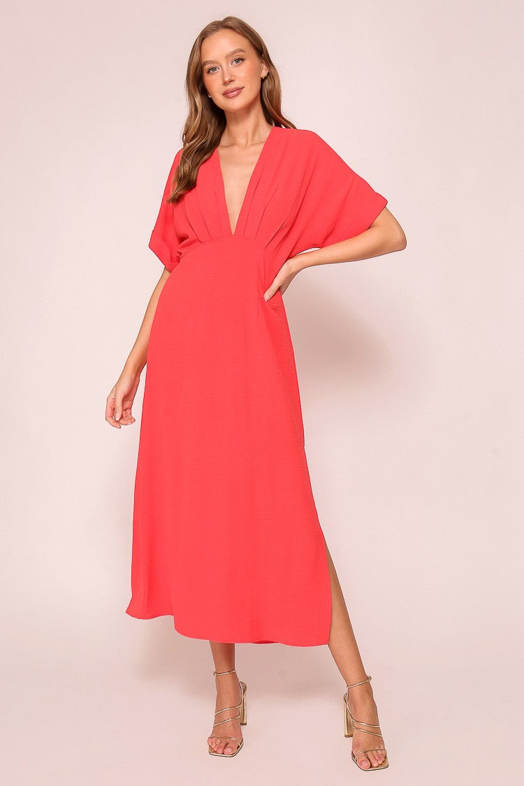 airy midi dress Red Airy Midi Dress