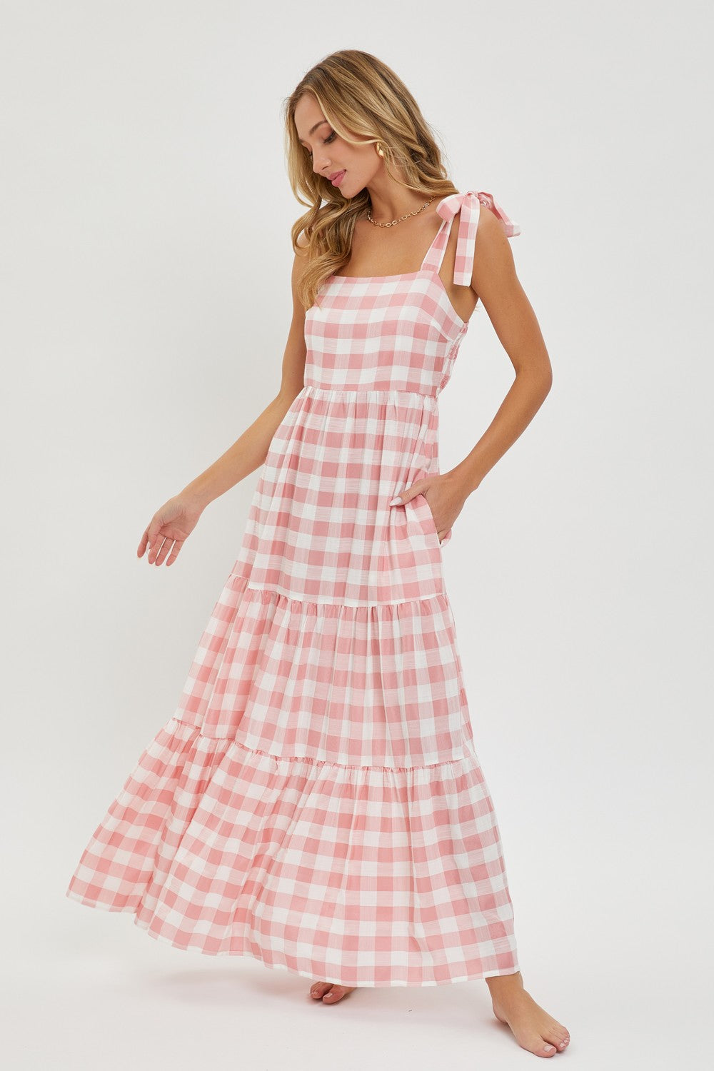 Pink Gingham Maxi Dress – PinkBlush