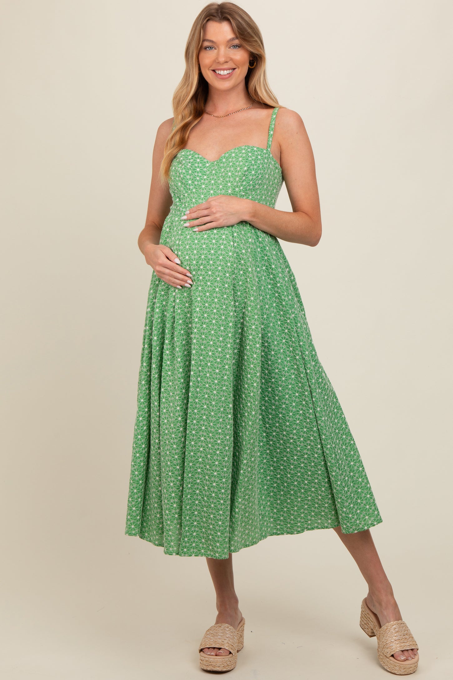 Green Floral Embroidered Maternity Maxi Dress PinkBlush Green Floral Embroidered Maternity Maxi Dress PinkBlush