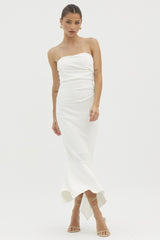 White Sleeveless Flared Skirt Maxi Dress