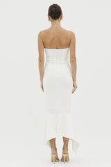 White Sleeveless Flared Skirt Maxi Dress