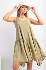 Faded Olive Mineral Washed Cami Dress