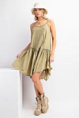 Faded Olive Mineral Washed Cami Dress