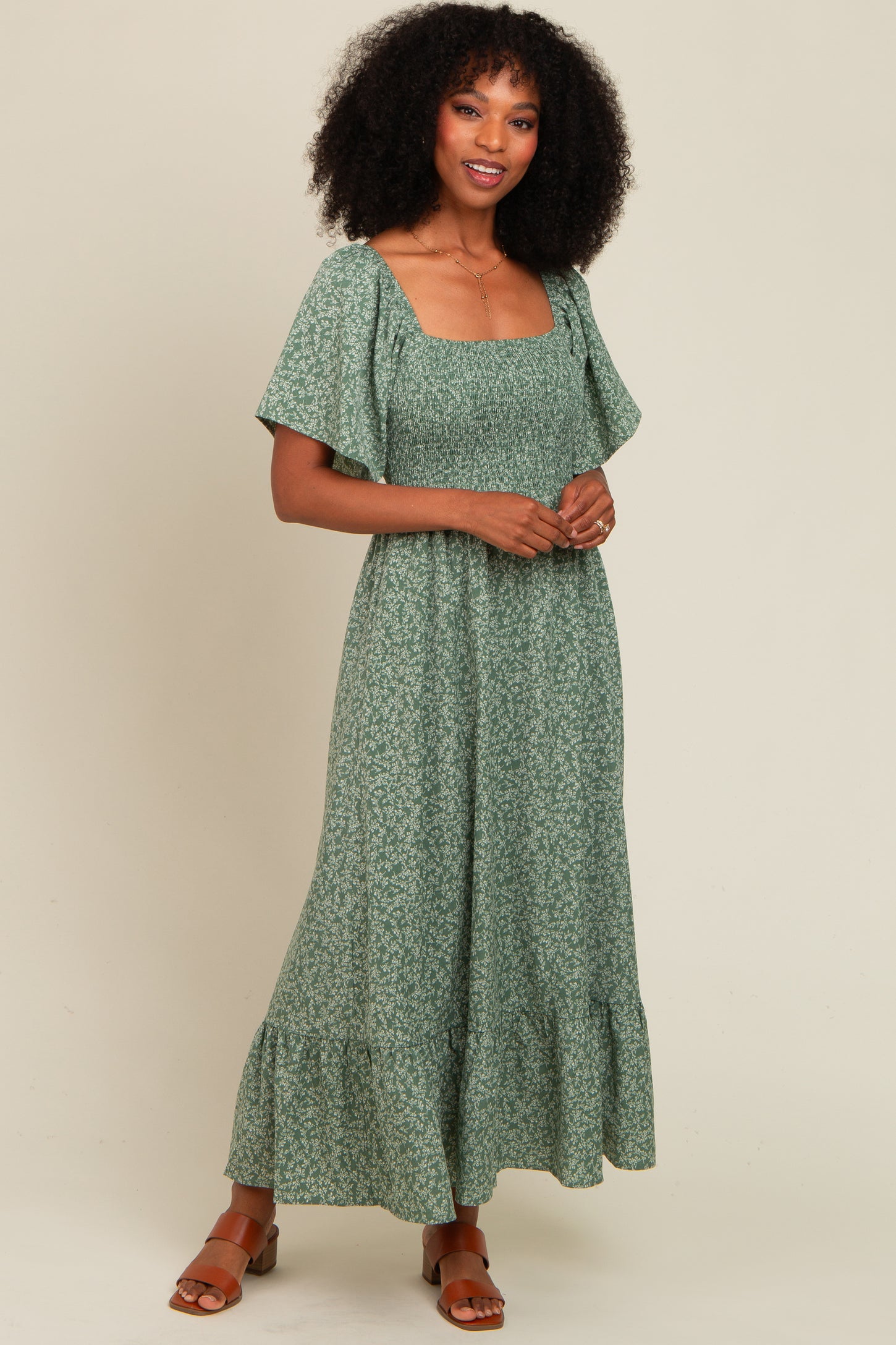 flowy smocked dress Luna Smocked Floral Maxi Dress