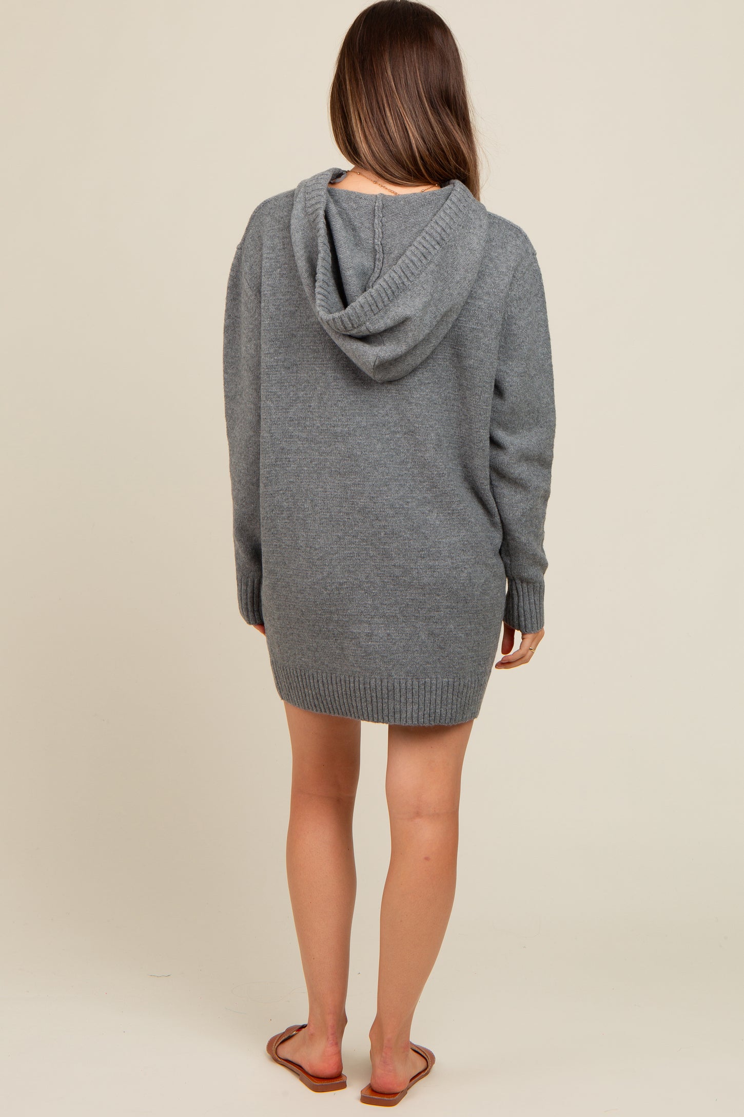 Grey Hooded Front Pocket Maternity Sweater Dress Grey Hooded Front Pocket Maternity Sweater Dress