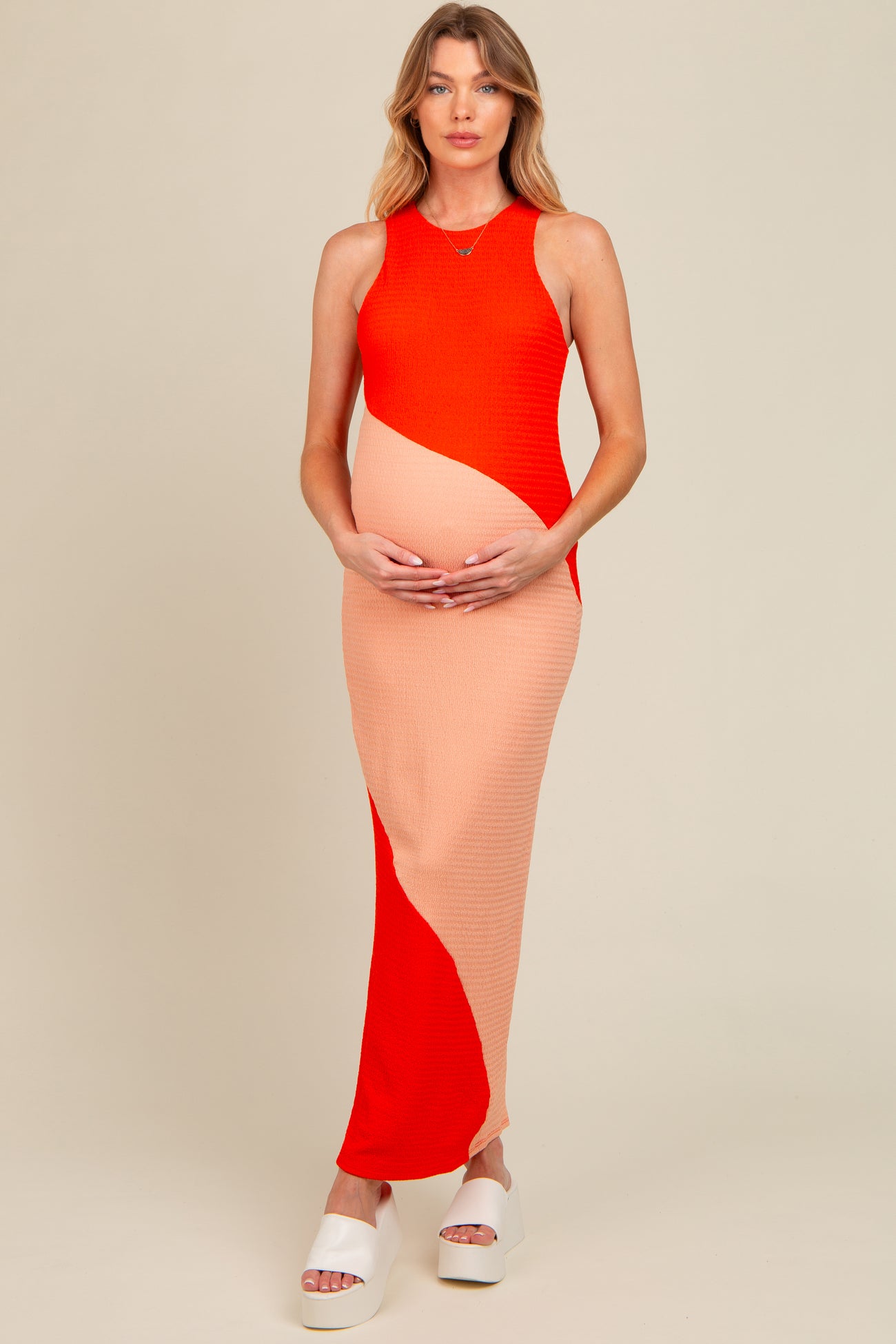 orange and blue maternity dress Off Shoulder Long Dress Vintage Maternity Photoshoot Gown