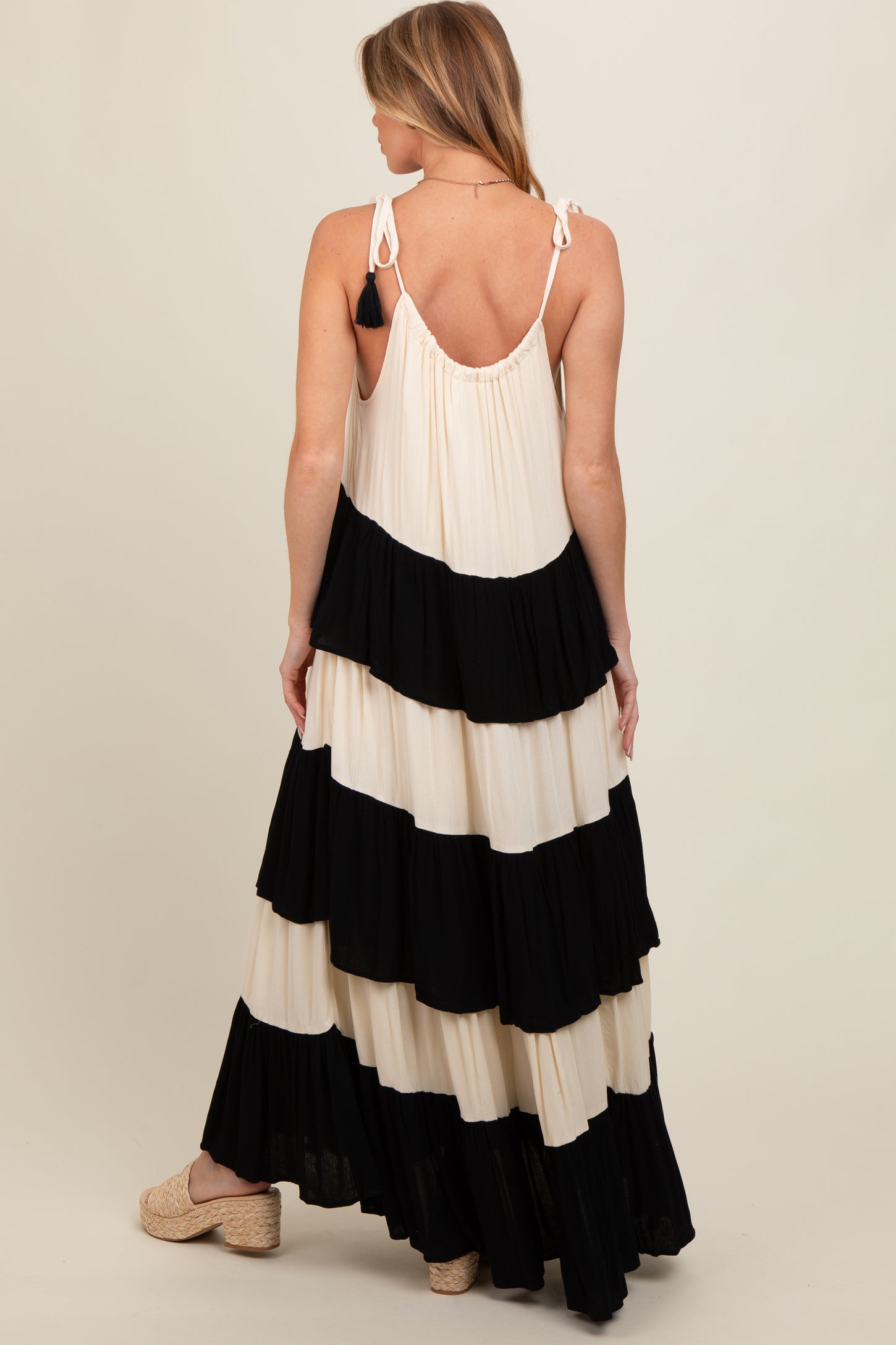 Black Colorblock Tiered Maternity Maxi Dress PinkBlush Black Colorblock Tiered Maternity Maxi Dress PinkBlush