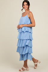 Blue Tiered Midi Dress