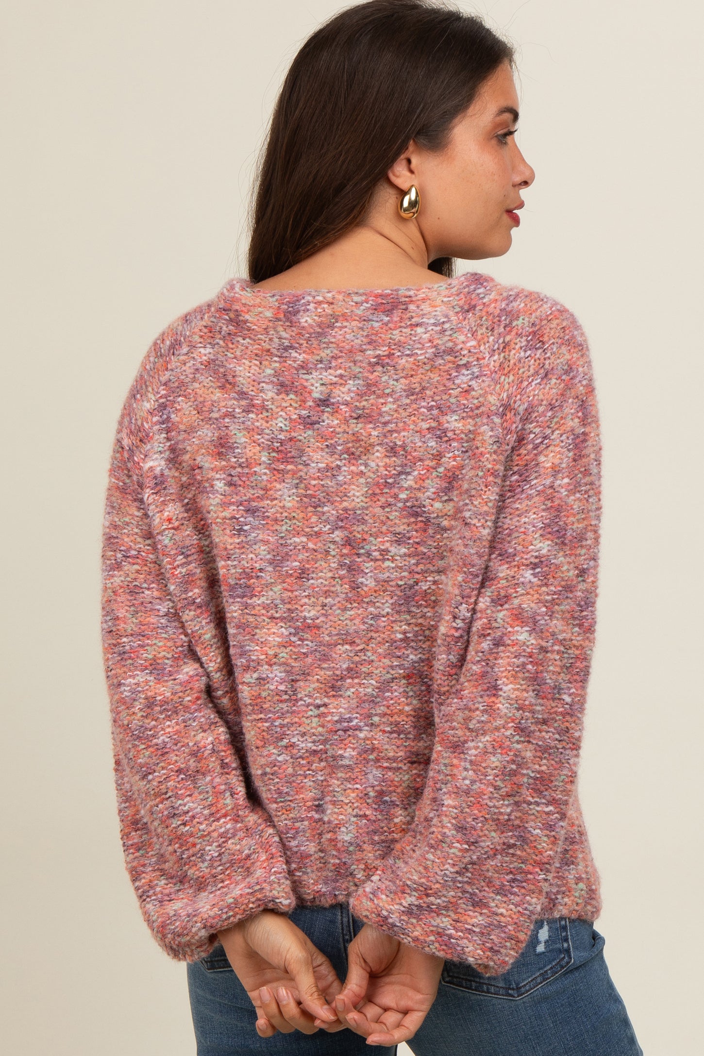 Rust Multi-Colored Maternity Sweater