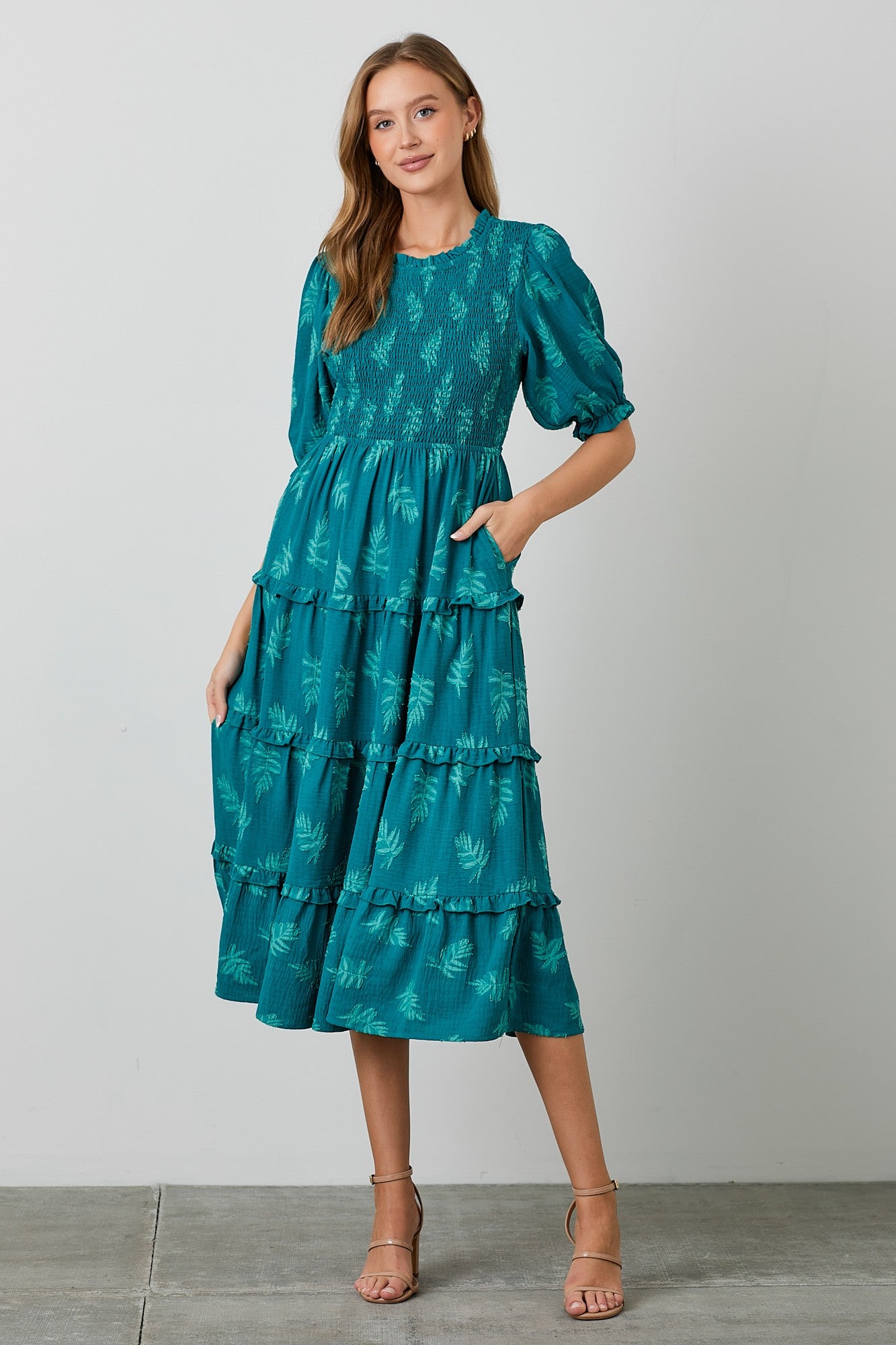 fall leaves smocked dress Sail To Sable Smocked Waist Mini Dress