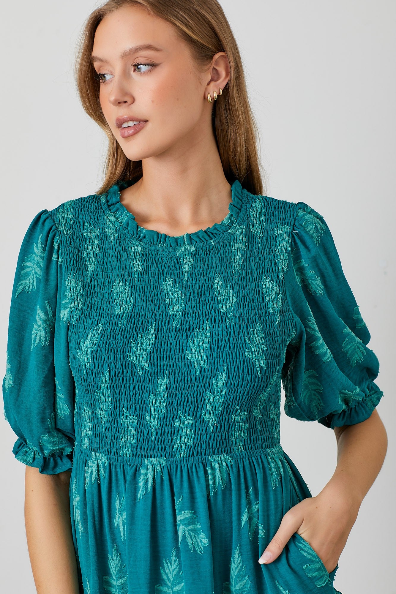 fall leaves smocked dress Sail To Sable Smocked Waist Mini Dress